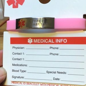New TYPE 2 DIABETES PINK SOFT ADJUSTABLE BRACELET